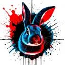 blue red and black rabbit with hexagon motif tattoo design idea