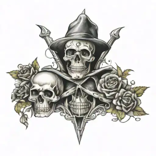 Skull in an Hourglass with diamonds as eyes tattoo design idea
