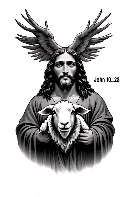 john 10:28, lost sheep, jesus, tattoo design idea