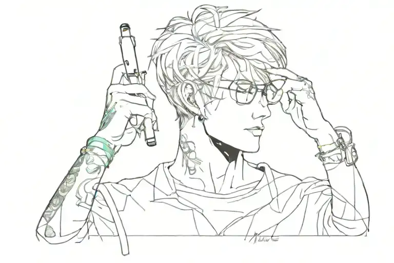 combine songs: nerves - dpr ian, ateez, chase atlantic, downtown baby - bloo tattoo design idea