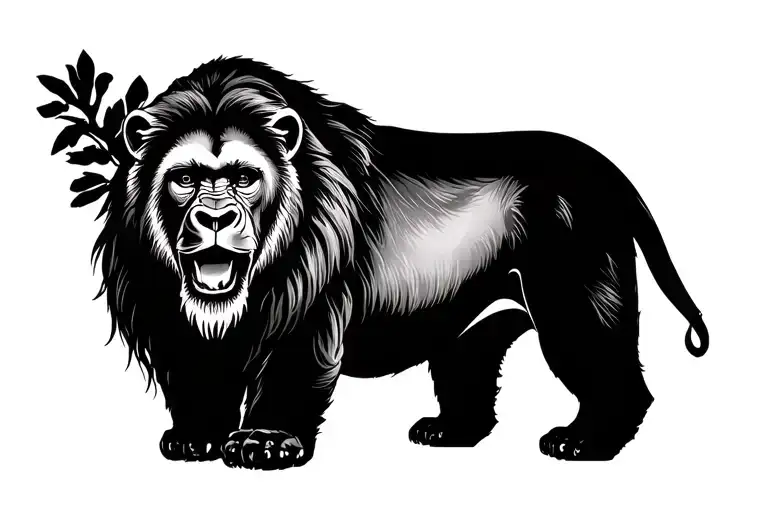 lion Baer and gorilla tattoo design idea
