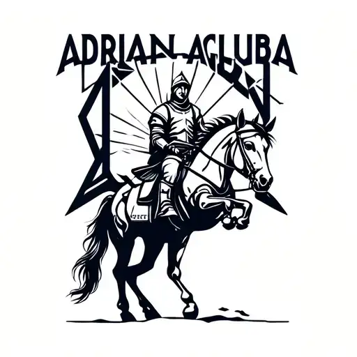 "Adrian Agluba" knight riding a horse tattoo design idea