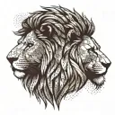 A lion with a pixelated mane representing programming languages tattoo design idea
