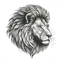 A lion with a pixelated mane representing programming languages tattoo design idea