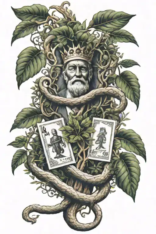 King Lawyer and Money Tree with Faithful Serpent tattoo design idea