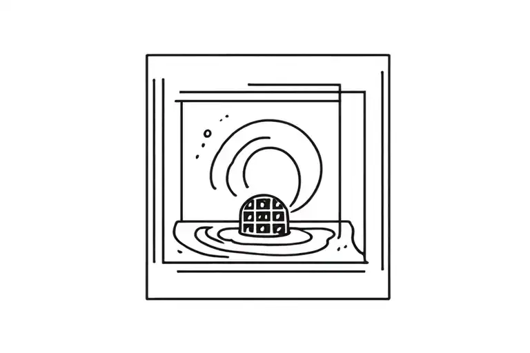 square jacuzzi with a semicircle chocolate waffle inside it tattoo design idea