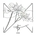 It should have a style that resembles a tattoo. It needs to be striking and memorable. The text "HD" and the number 5 sh tattoo design idea