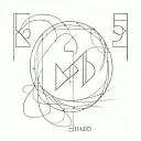 It should have a style that resembles a tattoo. It needs to be striking and memorable. The text "HD" and the number 5 sh tattoo design idea