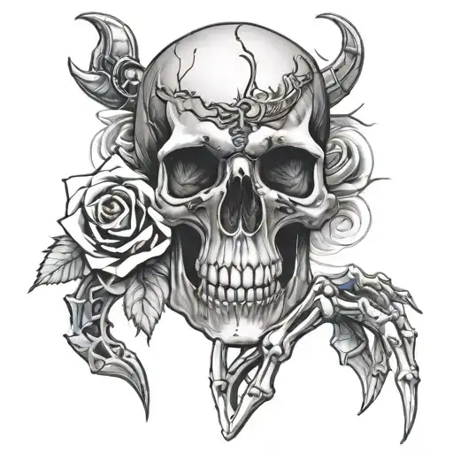 hand skull arm roses and a scorpion tattoo design idea