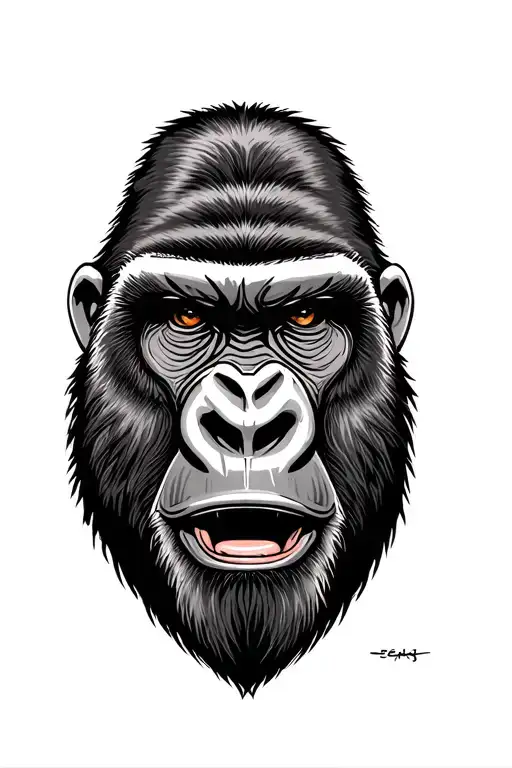 gorilla face tattoo design idea