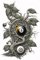 pool 8 ball matrix code tree of life tattoo design idea