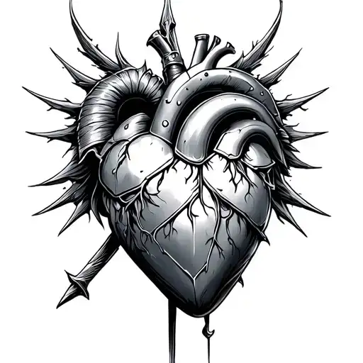 heart covered in armor  tattoo design idea