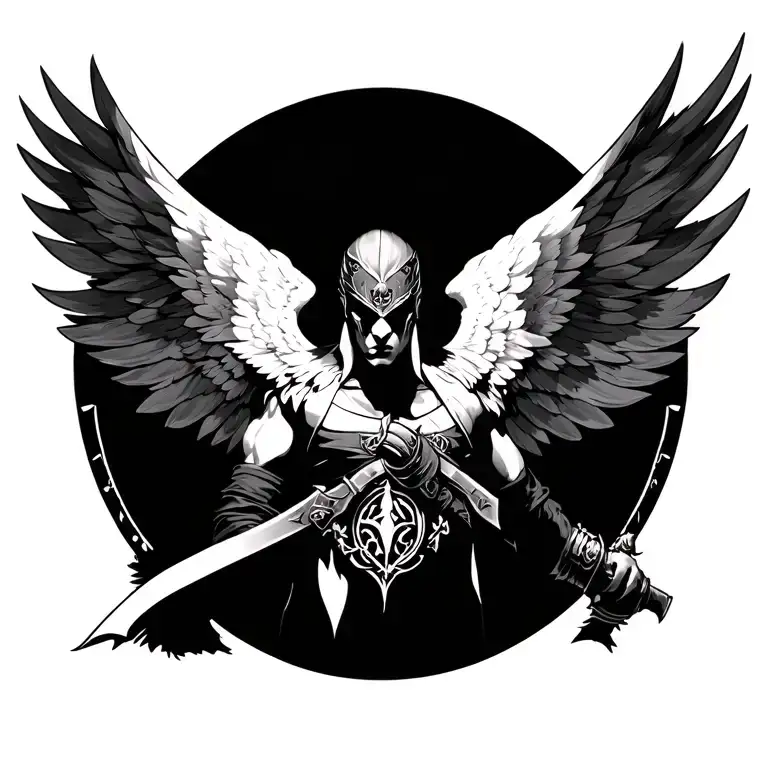warrior angle tattoo design idea