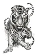 Tiger And Cub tattoo design idea