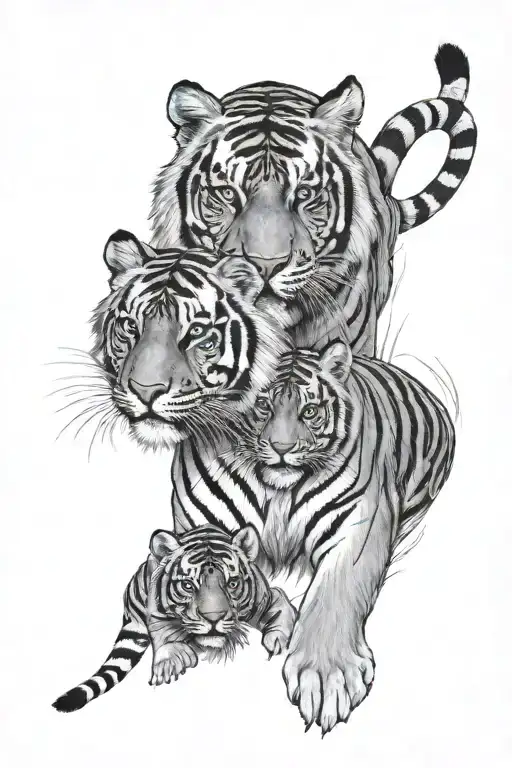 Tiger And Cub tattoo design idea