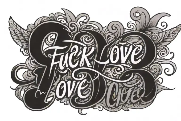 Fuck Love in script tattoo design idea