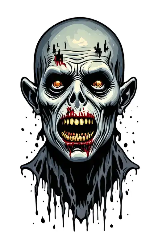 zombie head tattoo design idea