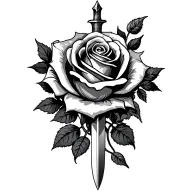 Rose and dagger tattoo design idea