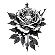 Rose and dagger tattoo design idea
