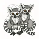 two lemurs facing forward their tails making a heart intertwined tattoo design idea
