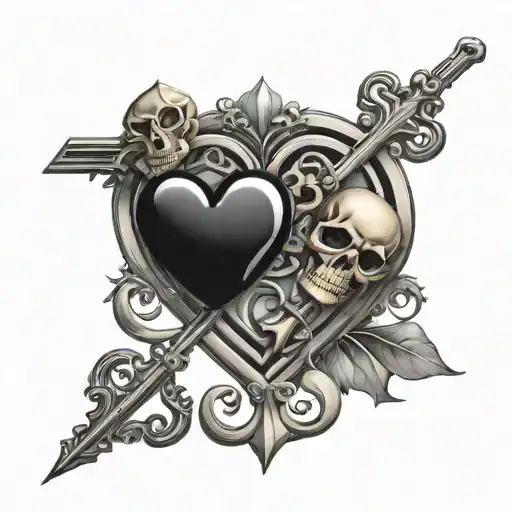 skeleton keys and hearts  tattoo design idea