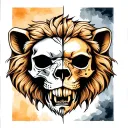half human skull half lion face color tattoo tattoo design idea