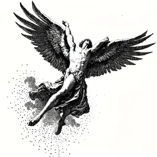 icarus falling from the sky symbolizing tattoo design idea
