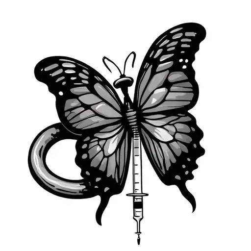 medical symbol made with butterfly syringes an ets tube needle and a tourniquet  tattoo design idea