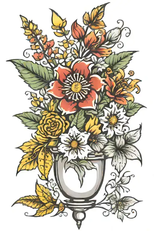 Maryland native flower bouquet tattoo tattoo design idea