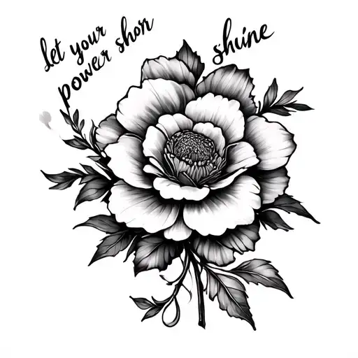 tangled flower with quote let your power shine on arm  tattoo design idea
