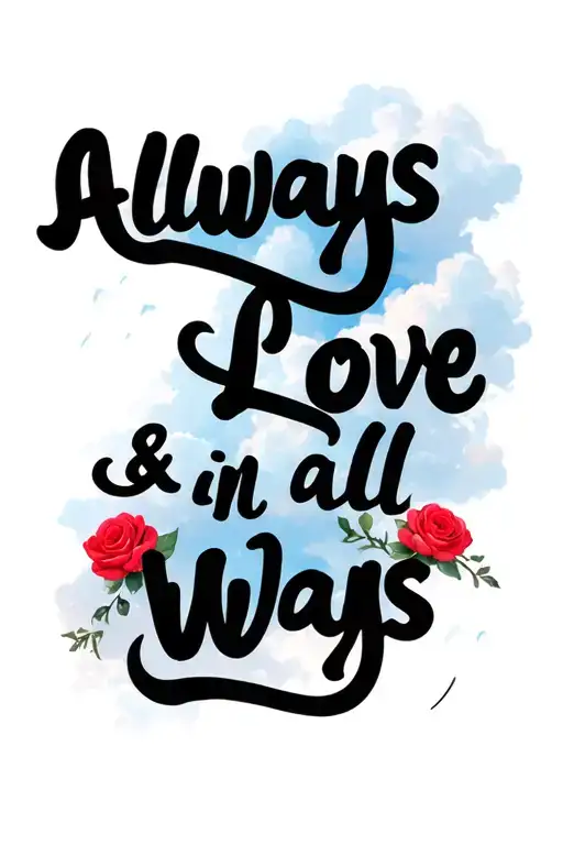 "Always Love & Love in All Ways" elegant script with the sky background tattoo design idea