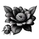 Blueberry flower and ladybug tattoo design idea