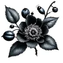 Blueberry flower and ladybug tattoo design idea