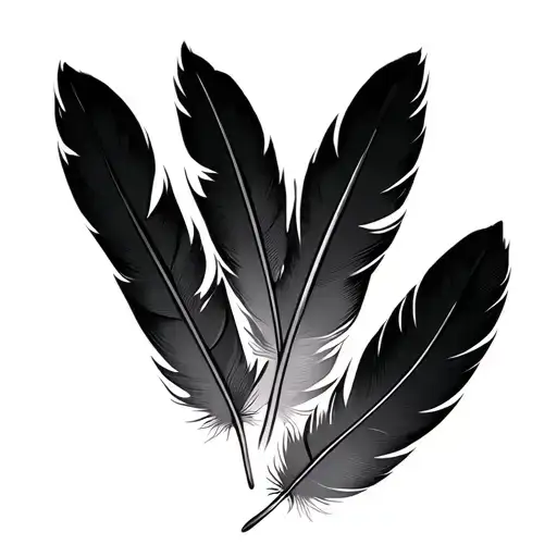 3 feathers hanging upside tattoo design idea