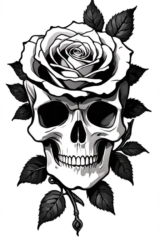 skull rose gothic inspired tattoo tattoo design idea