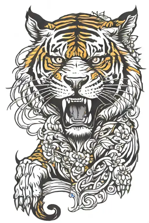 skull tiger tattoo design idea
