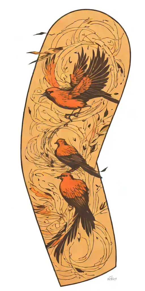 Maculine and hard words become birds flying. I want more word than birds. And more black than colors.  tattoo design idea