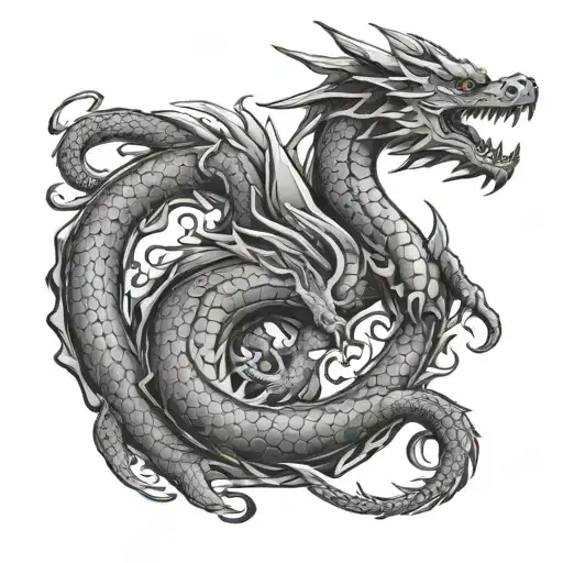 ouroboro dragon style tattoo design idea