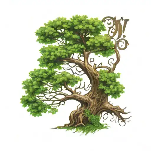 clover tree of life with hidden initials "D W" i want a tattoo tattoo design idea