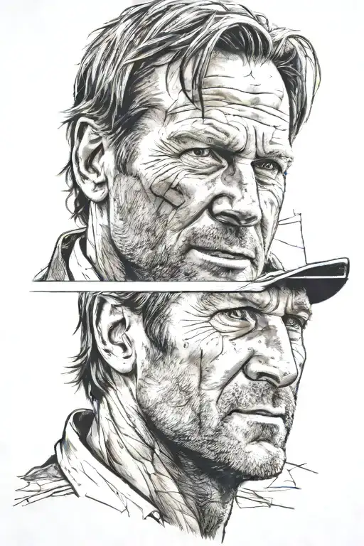 aaron eckhart 2 face tattoo design idea