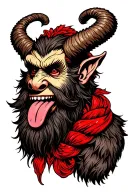 krampus tattoo with pierced tongue full color tattoo design idea