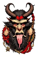 krampus tattoo with pierced tongue full color tattoo design idea