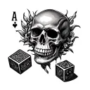 cards, Skull And Dice rolling tattoo design idea