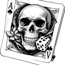 cards, Skull And Dice rolling tattoo design idea