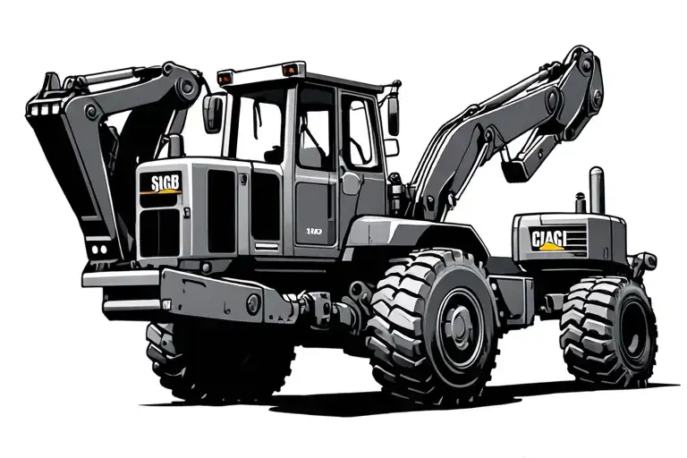 heavy equipment integrated tattoo design idea