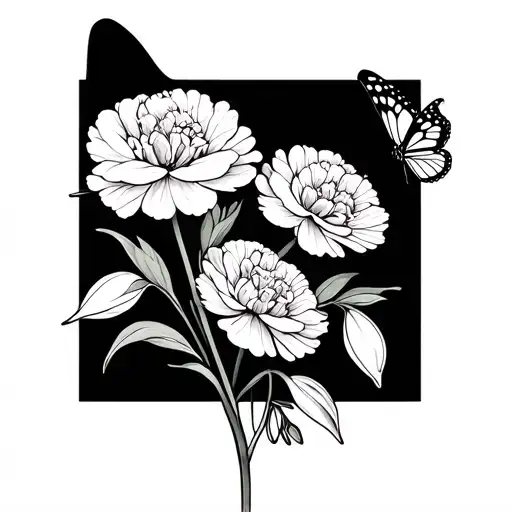 small tattoo of carnations and snowdrops and a two butterflies representing the relationship between a mother and oldest tattoo design idea