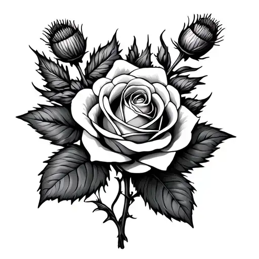 Rose And Thistle Entwined tattoo design idea