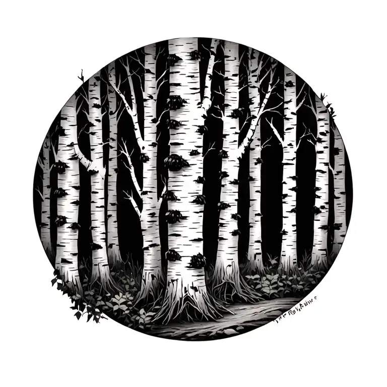 birch trees realistic tattoo tattoo design idea