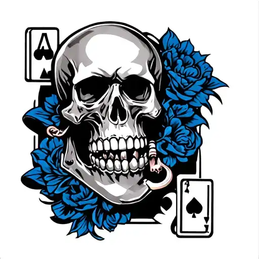 don lorenzo blue lock skull tattoo with ace in teeth tattoo design idea