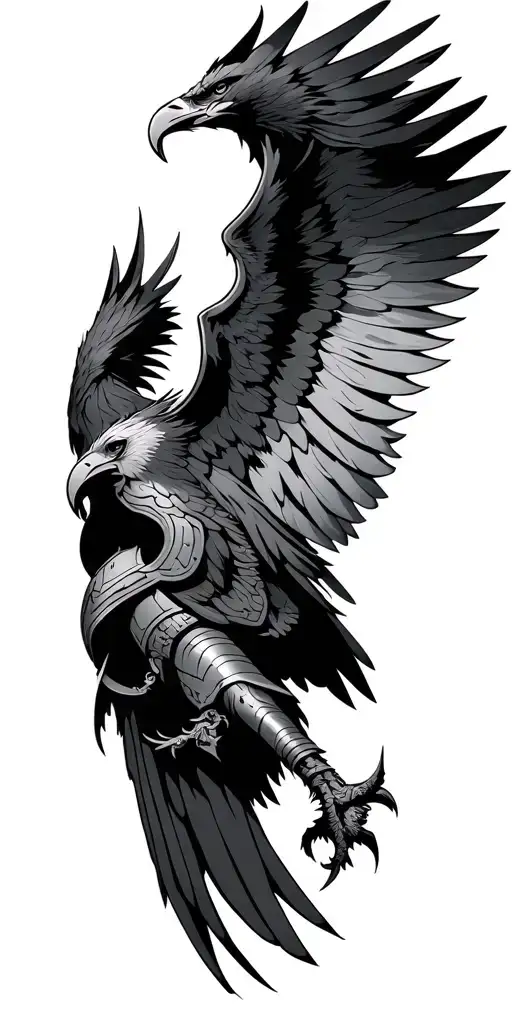 knight german eagle dark evil tattoo design idea